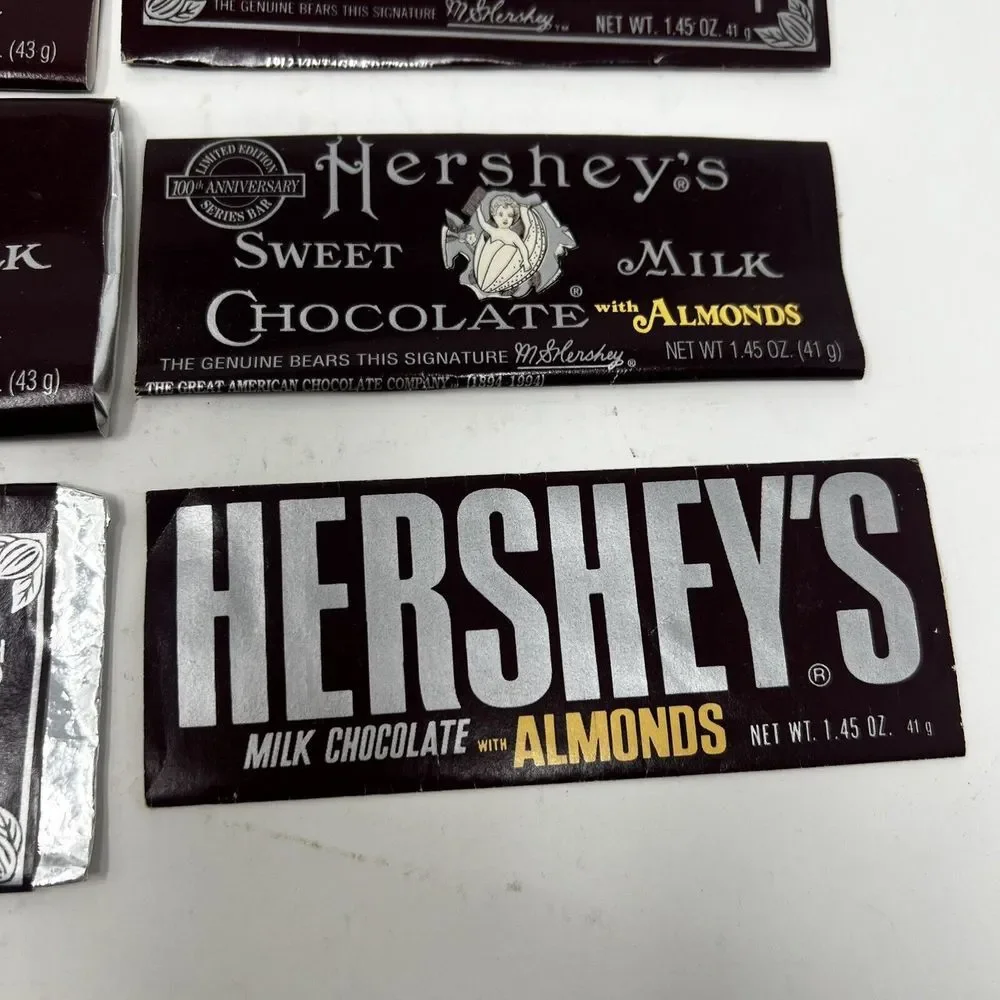 1990s HERSHEY'S Candy Bar Wrapper Lot of 15 Chocolate Hershey, PA vintage Almond